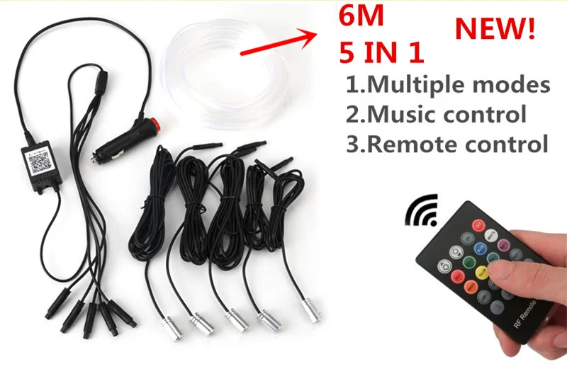 Remote Control 1 комплект звуковой активный EL неоновый проводный светильник RGB светодиодный автомобильный интерьерный светильник Bluetooth для управления телефоном атмосферный светильник 12 в комплект - Испускаемый цвет: Remote Control