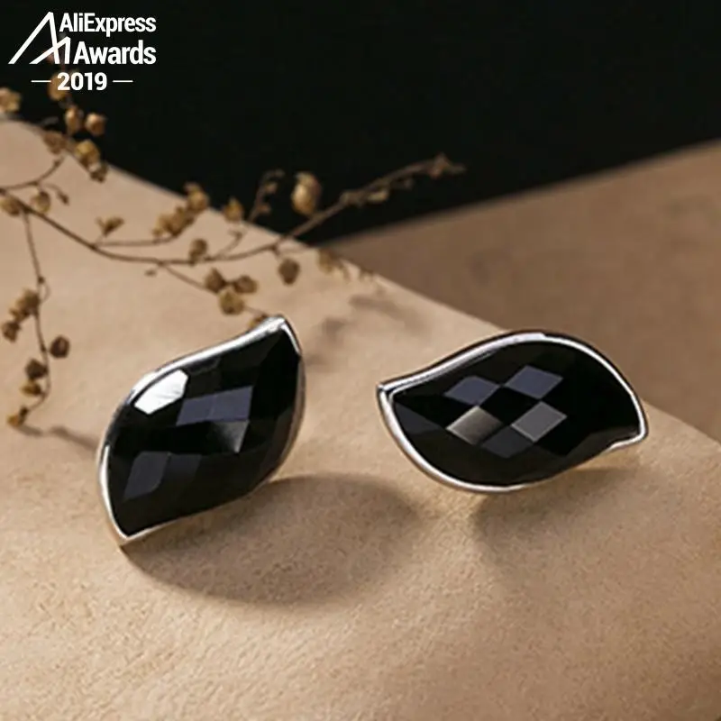 Польша S925 Изящные серьги гвоздики сапфировые для женщин антикварный магазин