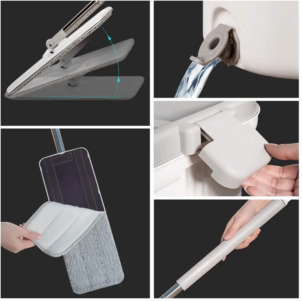 Плоская Швабра из микрофибры с ведром отжимная для мытья пола без рук 2