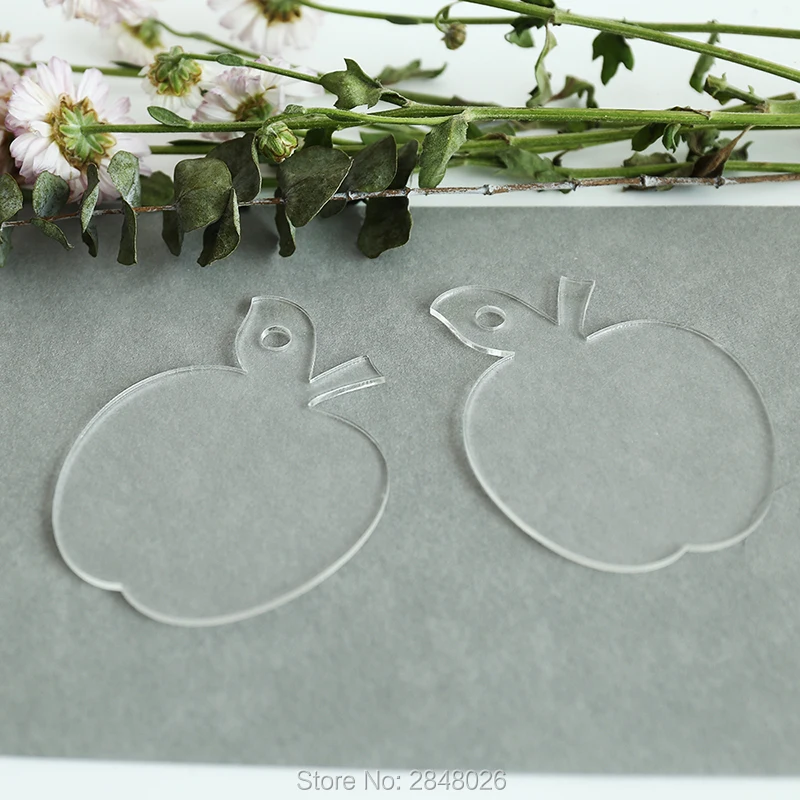 Лазерная резка акриловое ясное яблоко декоративная бирка Индивидуальный размер