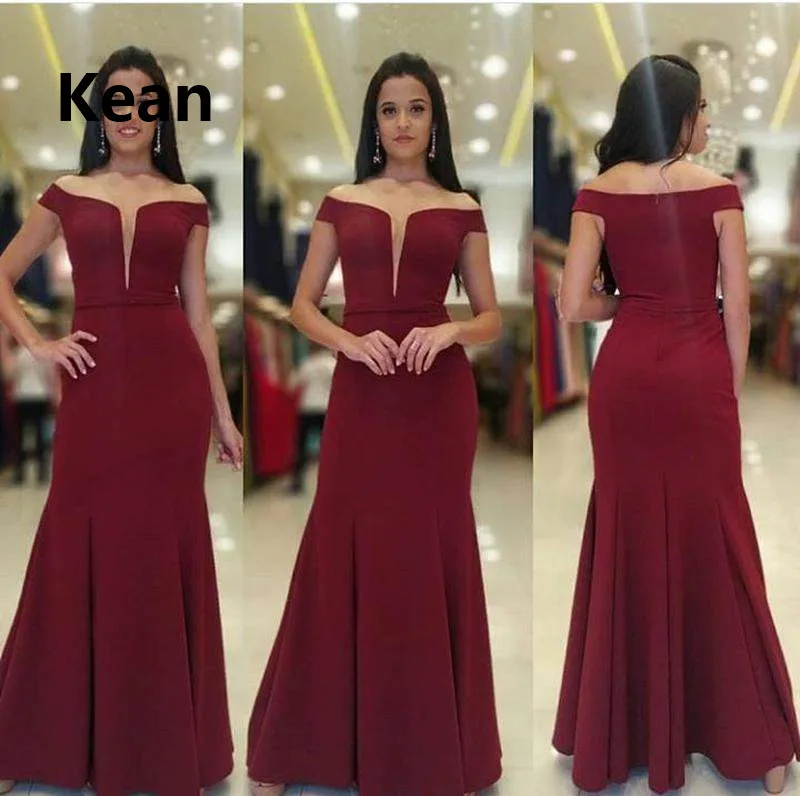 

Бордовое вечернее платье с открытыми плечами, атласное платье русалки, простое исламское платье-Кафтан в Дубае, Саудовской Аравии, арабское...