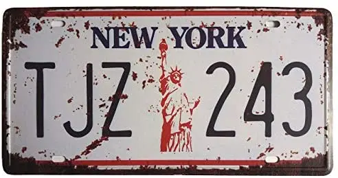 

Bernice ERLOOD New York TJZ 243 Retro Vintage Auto License Plate Home Wall Decor Metal Tin Sign Plaque Embossed Tag Size 6 X 12