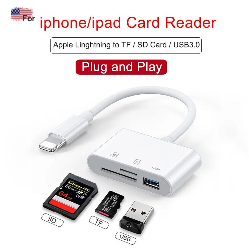 Lightning hub to SD Card Reader Micro OTG Смарт камера кардридер USB3.0 зарядный интерфейс мульти Memory
