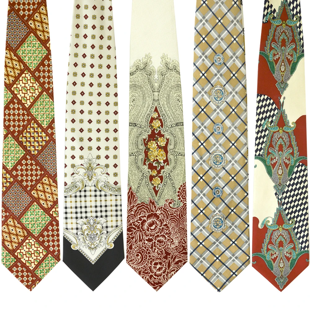 Разноцветные широкие винтажные 100% шелковые мужские галстуки с принтом 10 см