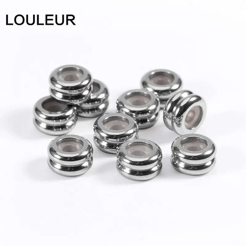 

10 шт./лот 9 мм Силиконовые противоскользящие двухслойные разделительные бусины из нержавеющей стали для поделок, браслетов, ювелирных издел...