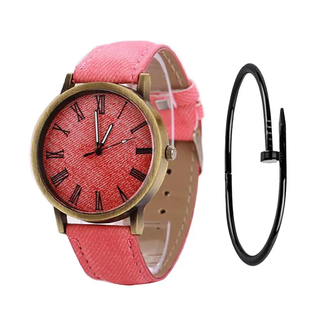 MEIBO Relojes, женские кварцевые часы с кожаным ремешком, мужские повседневные наручные часы, женские часы, женские часы - Цвет: pink and bracelet