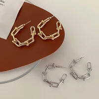 vintage geometric gold color silver color chain earrings for women men teens cool punk fashion hoop earrings korean jewelry gift