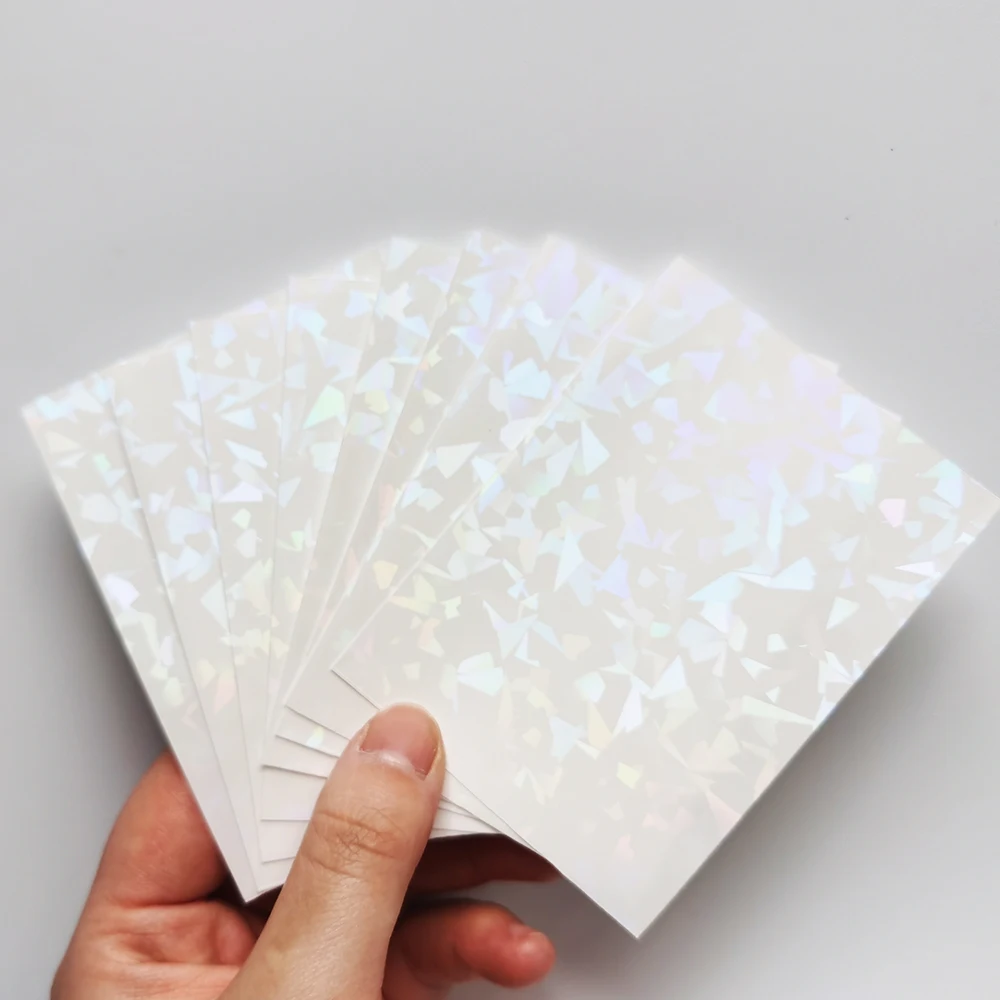 

100 PCS/LOT 66x91 White Broken Gemstone Glass Laser High End Film Holographic Korea Idol Photo Cards Shield Cover Guard Sleeves