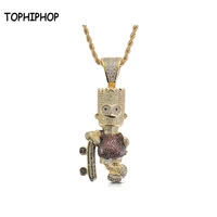tophiphop shiny skateboard cartoon pendant necklace iced out cubic zircon mens hip hop jewelry gifts