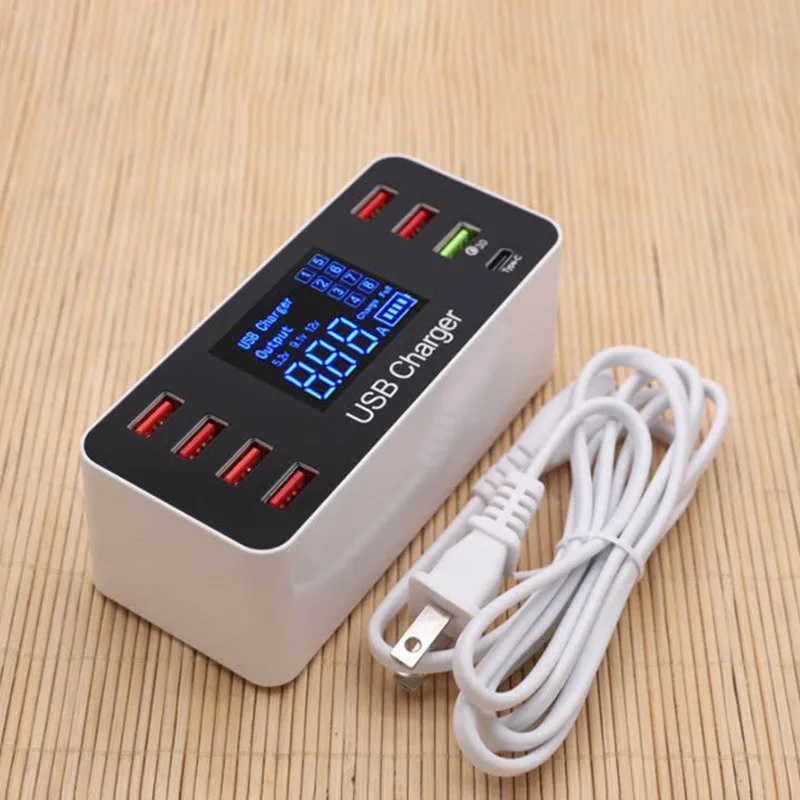 

8 Port Usb Multi Charger Usb 3.0 Multiple Rapid Charging Station Of Universal Phone Charger Usb 3.0 Qc Led Screen