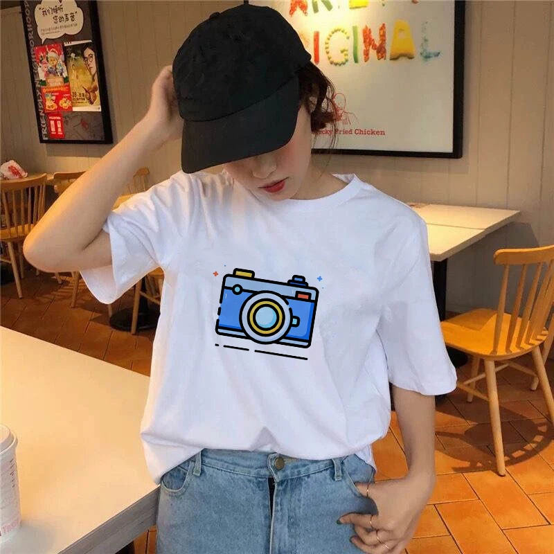 

2021 Girls T Shirt White Summer Short Sleeve Oversize Fashion Female Top Tees Tshirts Aesthetic Streetwear Ladies Clothes