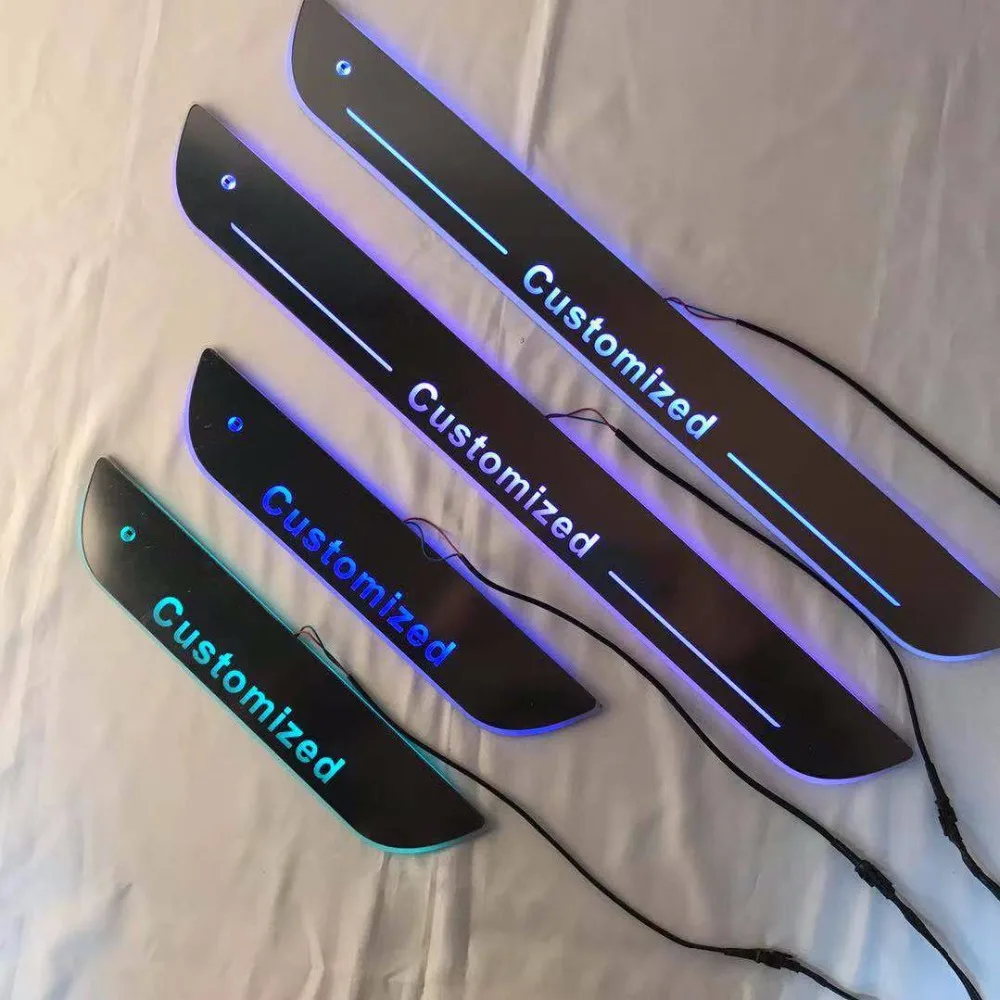 

Osmrk led moving door scuff for Subaru dynamic door sill plate flat lining overlays flowing light multi colors