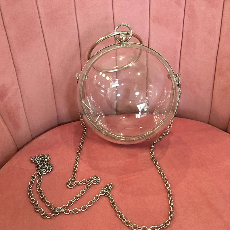 Женские милые однотонные прозрачные вечерние сумки с шариками акриловая модная