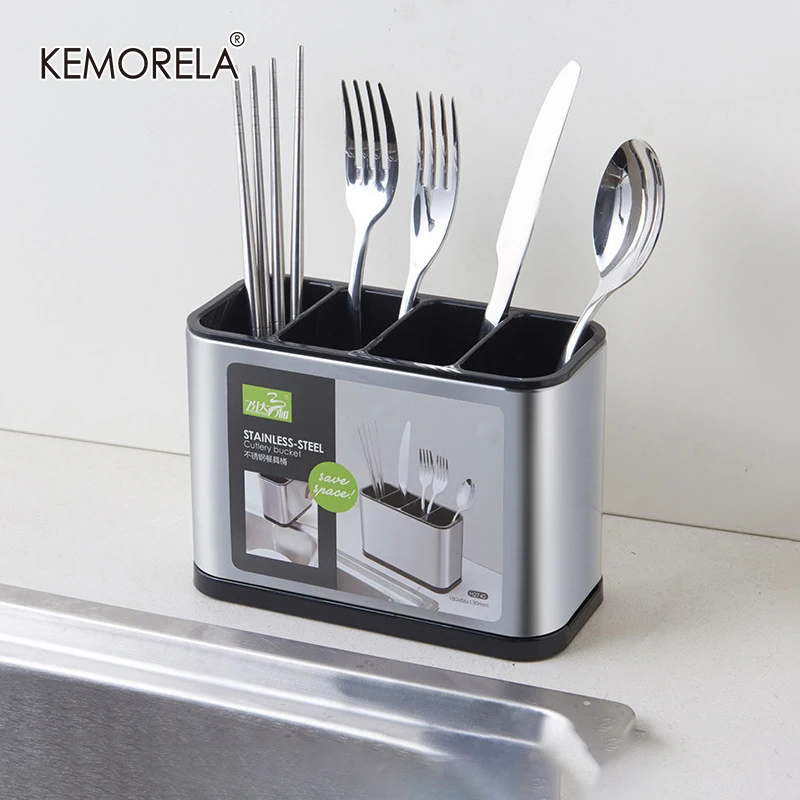 

NEW Kitchen Stainless Steel Storage Box Household Kitchen Utensils Storage Chopstick Cage Drain Organization Chopstick Storage