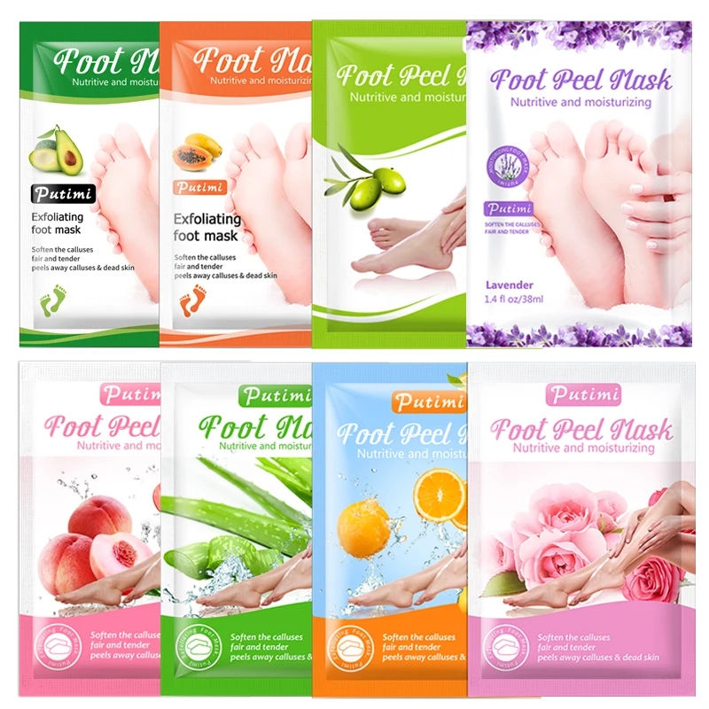 

16pcs/8pack Exfoliating Foot Mask Whitening Dead Skin Remover Cuticle Feet Patches Moisturizer Pedicure Socks Peeling Feet Masks