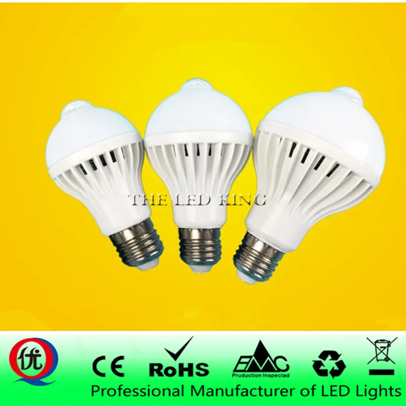 Умный звук Сенсор/движения PIR Сенсор светодиодный светильник 220v E27 3 Вт 5 7 9 12 лампы