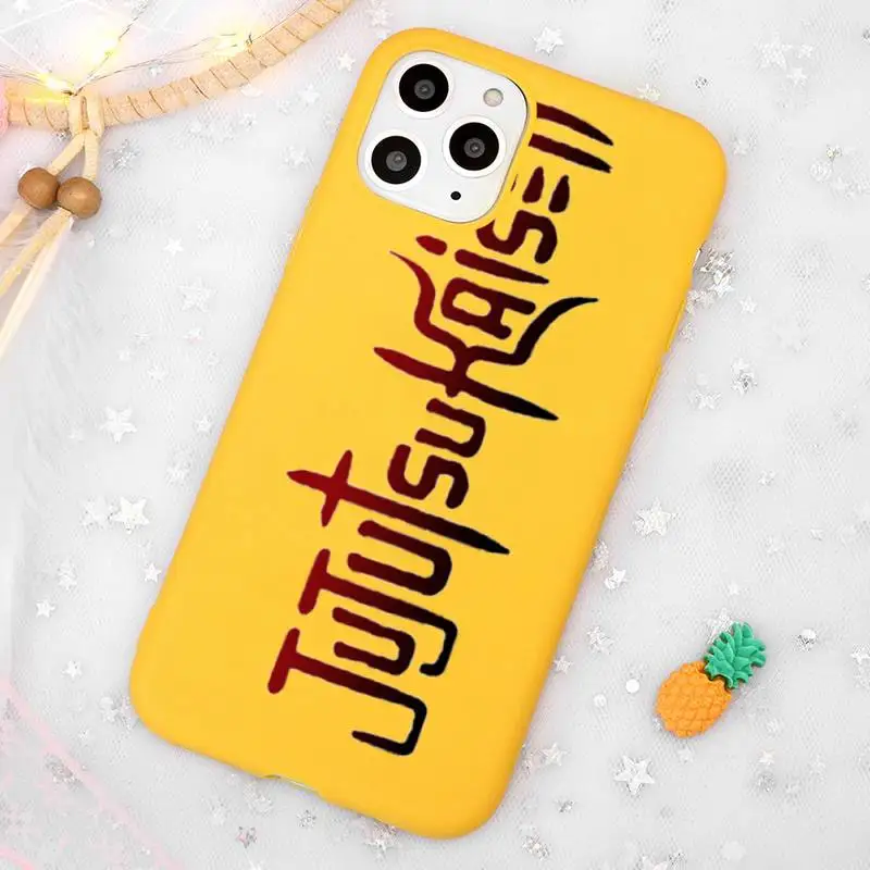 

Anieme Jujutsu Kaisen Phone Case Candy Color Yellow for iPhone 11 12 pro XS MAX 8 7 6 6S Plus X 5S SE 2020 XR