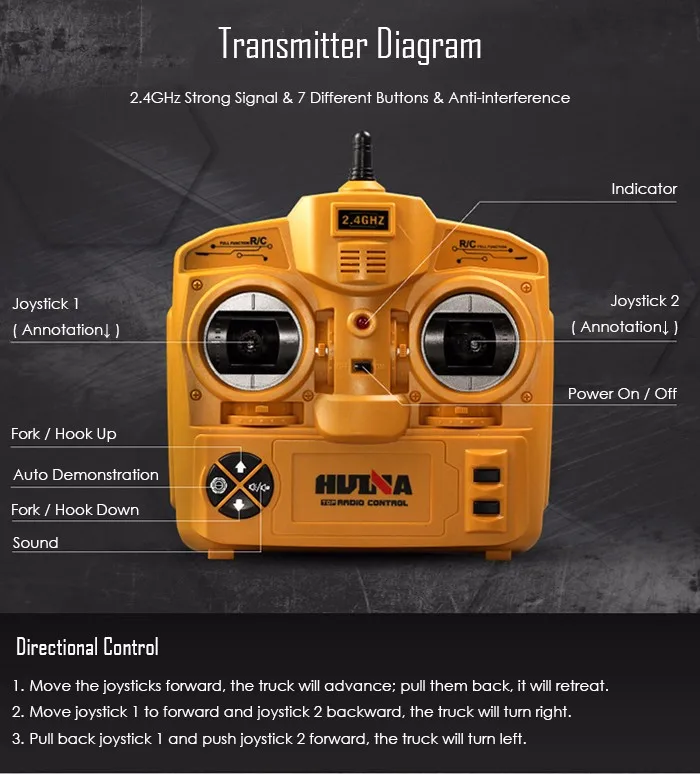 RC вилочный погрузчик HUINA 577 2,4G 8 CH RC электрический грузовик металл пластик Дистанционное управление грузовик, инженерный транспорт игрушки для мальчиков