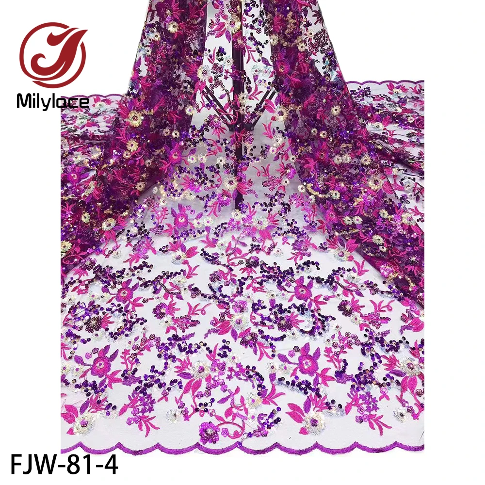 Нежная кружевная ткань с 3D цветами и блестками 5 ярдов французское кружево для