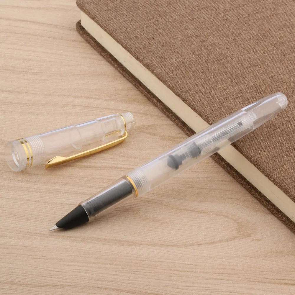 1 Pc Classic Rotation Design Stationary School Writing Golden Plastic Fine Hooded NIB Fountain Pen | Канцтовары для офиса и