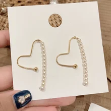 Женские серьги подвески с жемчугом MENGJIQIAO новые корейские
