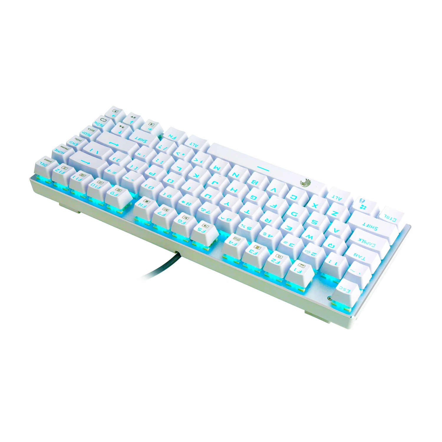 Механическая клавиатура TKL с синей светодиодной подсветкой, Клавишные переключатели, компактный 81 клавиша, маленькая игровая клавиатура для ПК, белый