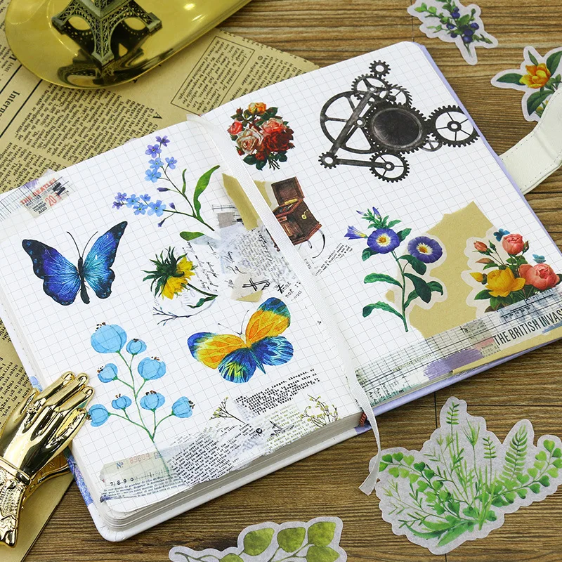 

60pcs Hand Account Decoration Stickers Hand Account Photo Album Diary Flowers Blooming Memories Allure and Paper Sticker Pack