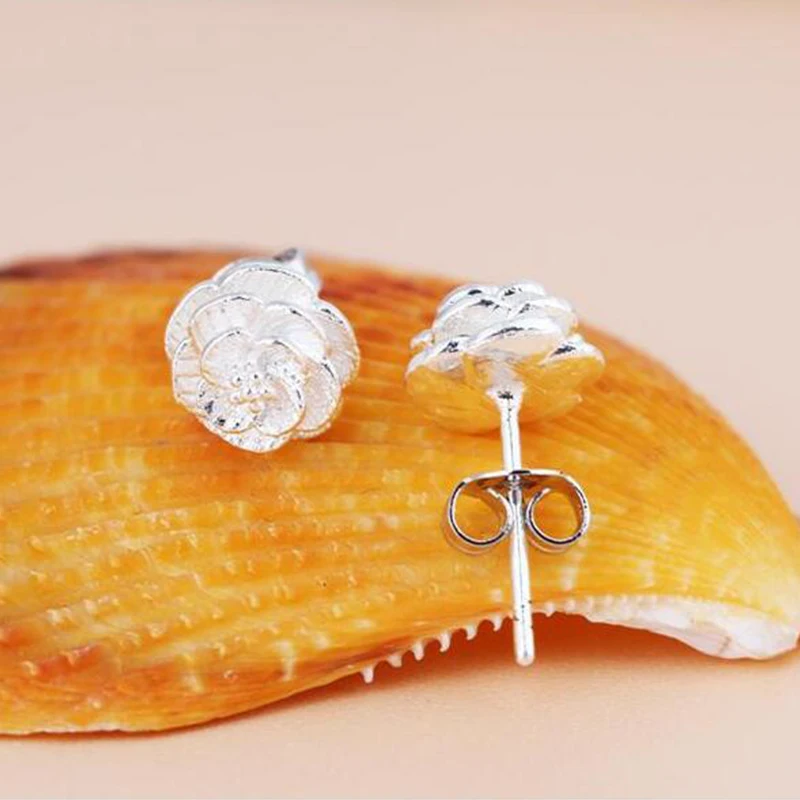 CARTER LISA модные романтические серьги-гвоздики с цветочным узором посеребренные