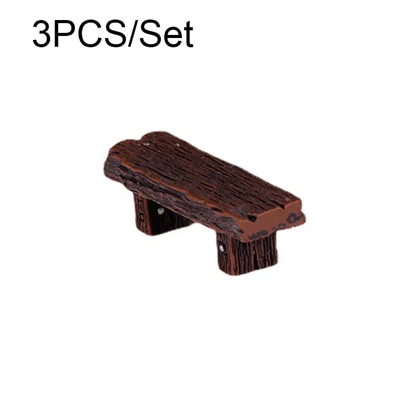

Benches Miniature Ornaments Fairy Garden Bonsai Decor Dollhouse Accessory Chair Stool Fairy Garden Miniatures Decor 3Pcs