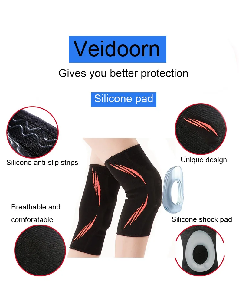 Veidoorn 1prs компрессионные наколенники для поддержки колена для спортивных тренировок баскетбольные суставы обезболивающие наколенники для бега