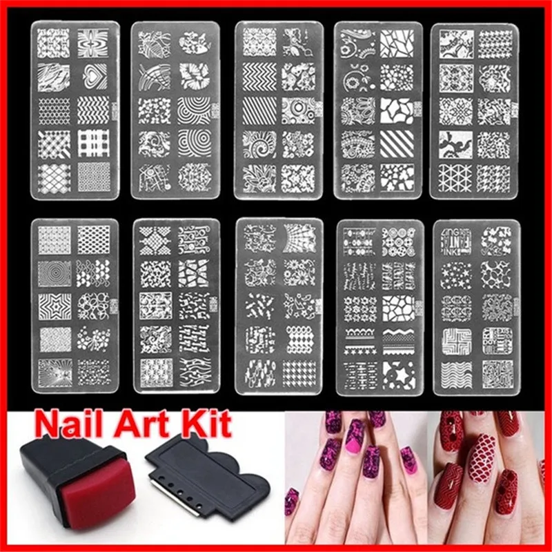 

1Set New Rectangle Nail Stamping Template Negative Nail Stamp For DIY Nail Designs Manicure Stamp Plate Set