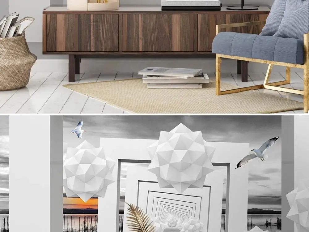 

New Custom 3D Large Mural Wallpaper Geometric sphere modern architectural space children's room TV Background living Bedroom