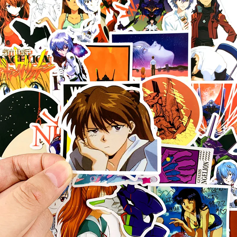 Juego de pegatinas de dibujos animados de Anime para ni&ntilde;os, pegatinas de ne&oacute;n de GENESIS EVANGELION para ordenador port&aacute;til, equipaje, motocicleta, monopat&iacute;n, guitarra, &aacute;lbum de recortes, 10/30/50 unids/set-5