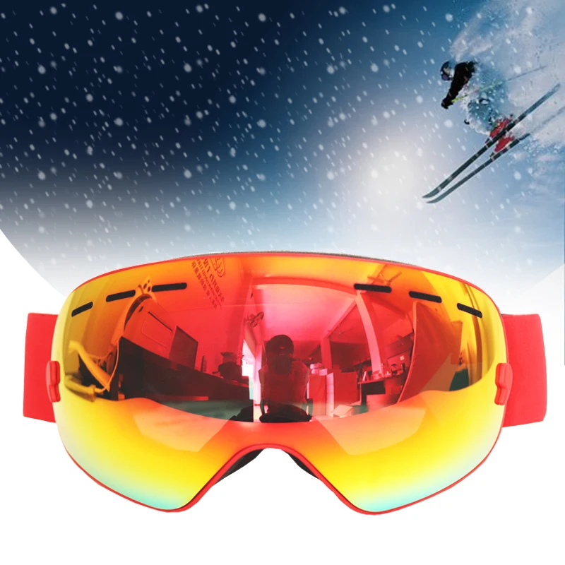 BOLLFO Snowboard  Motocross Goggles Anti-Fog Skiing Sunglasses UV400 Double Layers Snowmobile Eyewear Ski Glasses
