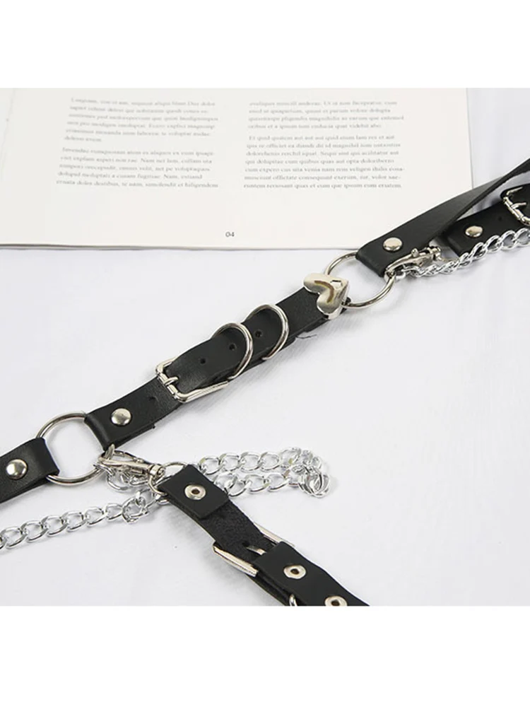 Женский ремень с цепочкой Goth PJ438 кожаный женский корсет в стиле панк модный