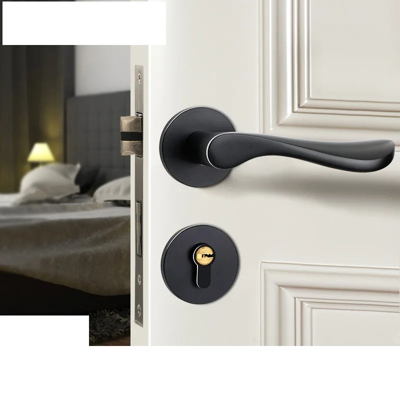 Замок дверной алюминиевый в простом стиле Модный замок с деревянной ручкой