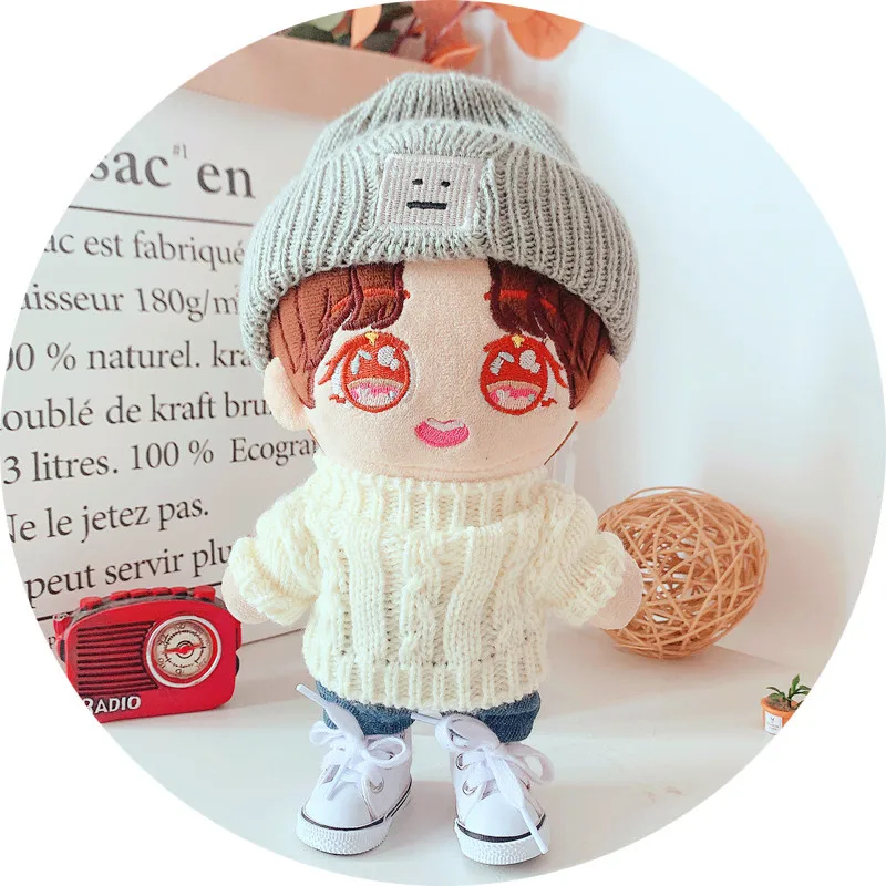 

Spot pure white twist sweater 20 cm suit 20cm baby clothes doll idol star baby clothes