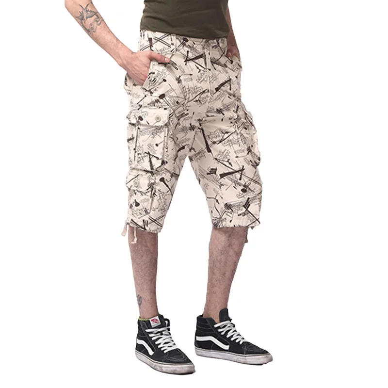 Мужские летние шорты карго повседневные хлопковые белые с карманами в стиле
