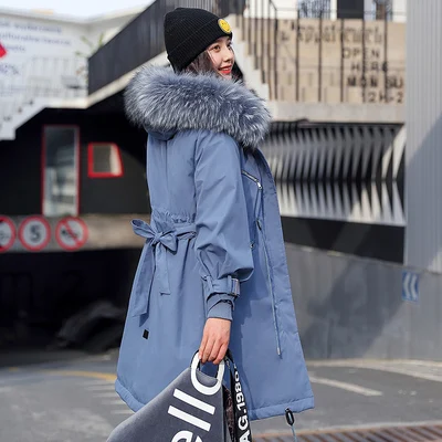 blue Зимняя куртка для беременных женщин, новинка года, модное милое бархатное плотное пальто с поясом, хлопковая одежда с меховым воротником, топ с капюшоном, f1759 - Цвет: blue