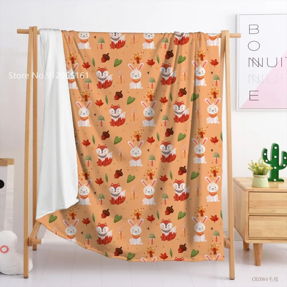 Фланелевое Одеяло с изображением лисы и маленького медведя 3D Рисунок Мультяшные