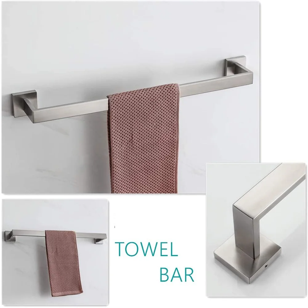 taicute brushed bathroom accessories sets wall mount towel bar coat robe hooks toilet paper roll holder stainless steel hardware free global shipping