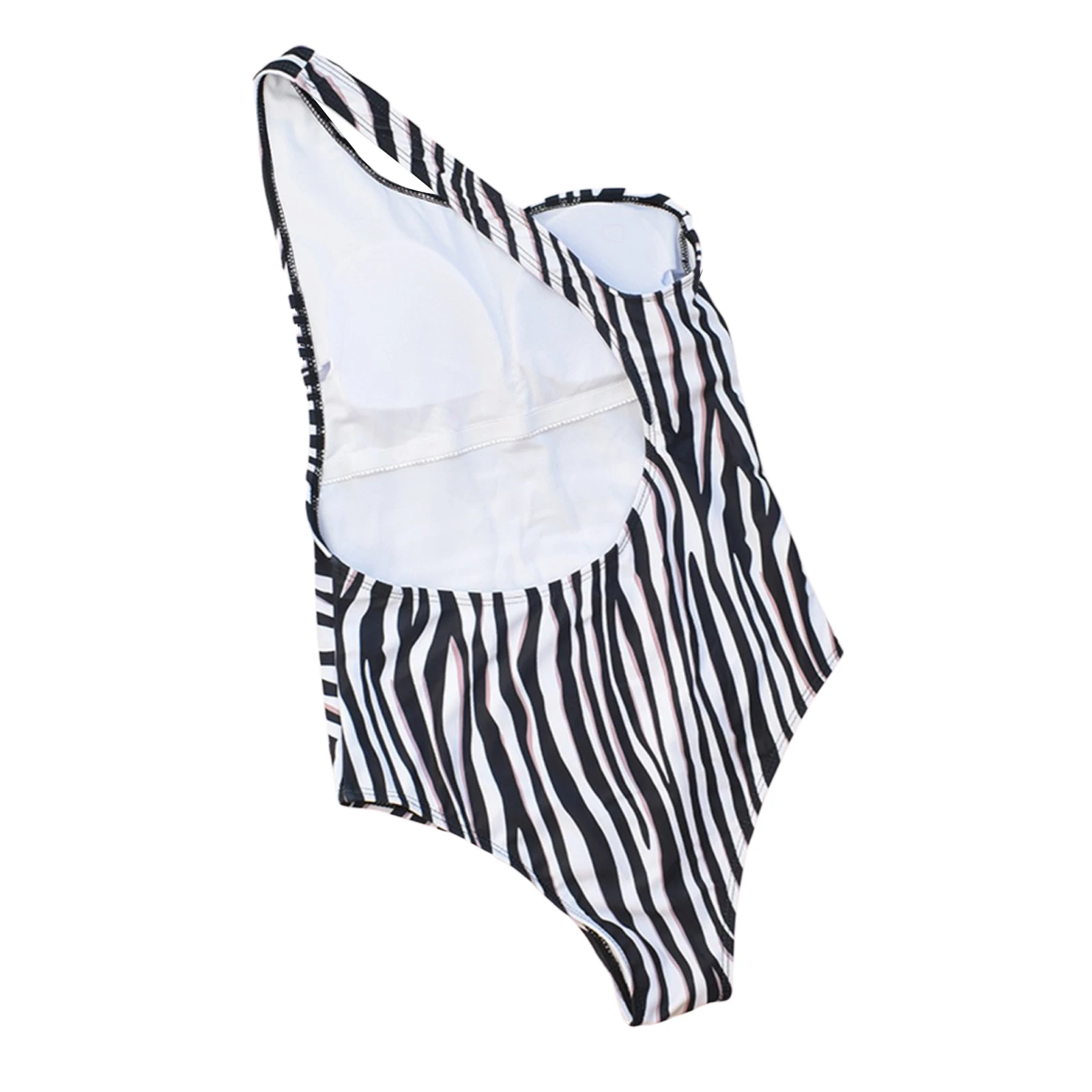 

Meihuida Women Summer Swimwear, Stripes Padded One Shoulder Backless High Waist One-Piece Swimsuit for Girls