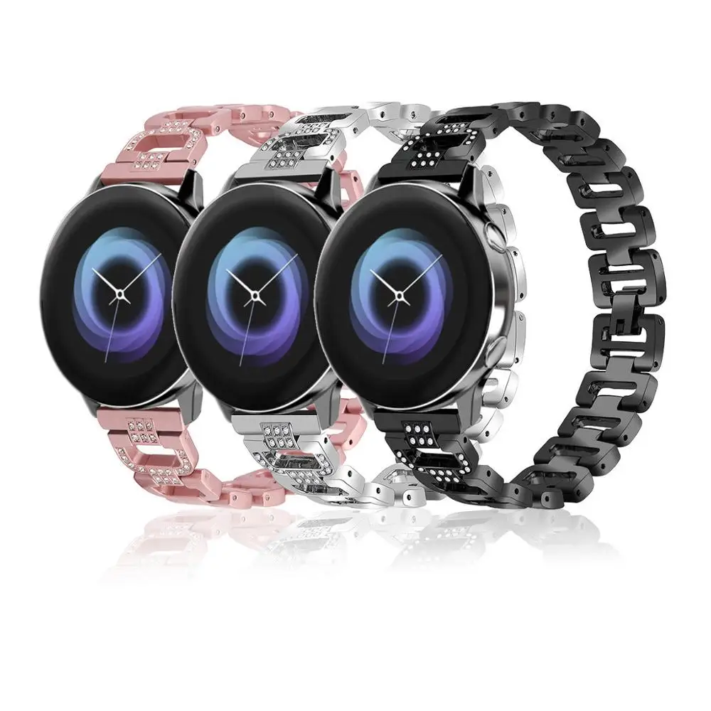 

Bling Rhinestone Strap For Samsung Galaxy Watch Active Stainless Steel Watchband For Galaxy Watch Active Band Women Bracelet