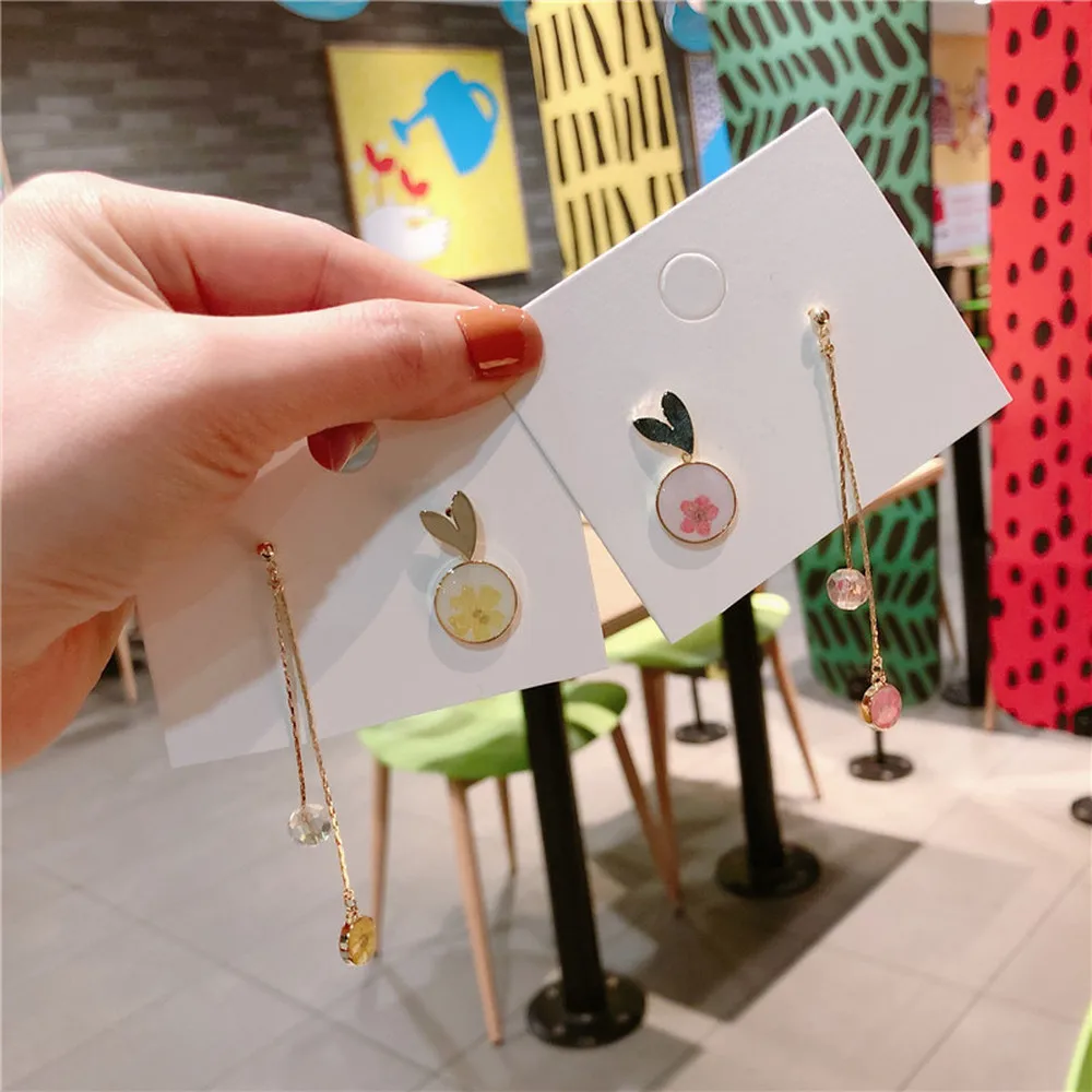 Корейские стильные Серебристые серьги в форме сердца с милыми вечными цветами