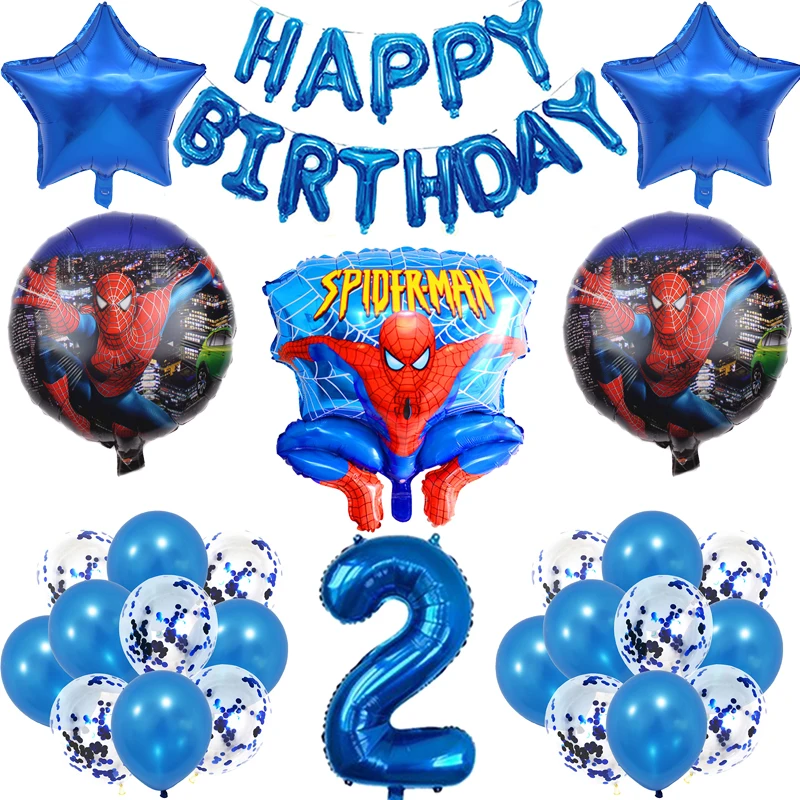 

1Set Spiderman Foil Helium Balloons red blue Number balloon hero Birthday Party Decoration Kids Toys Air Globos boy supplies