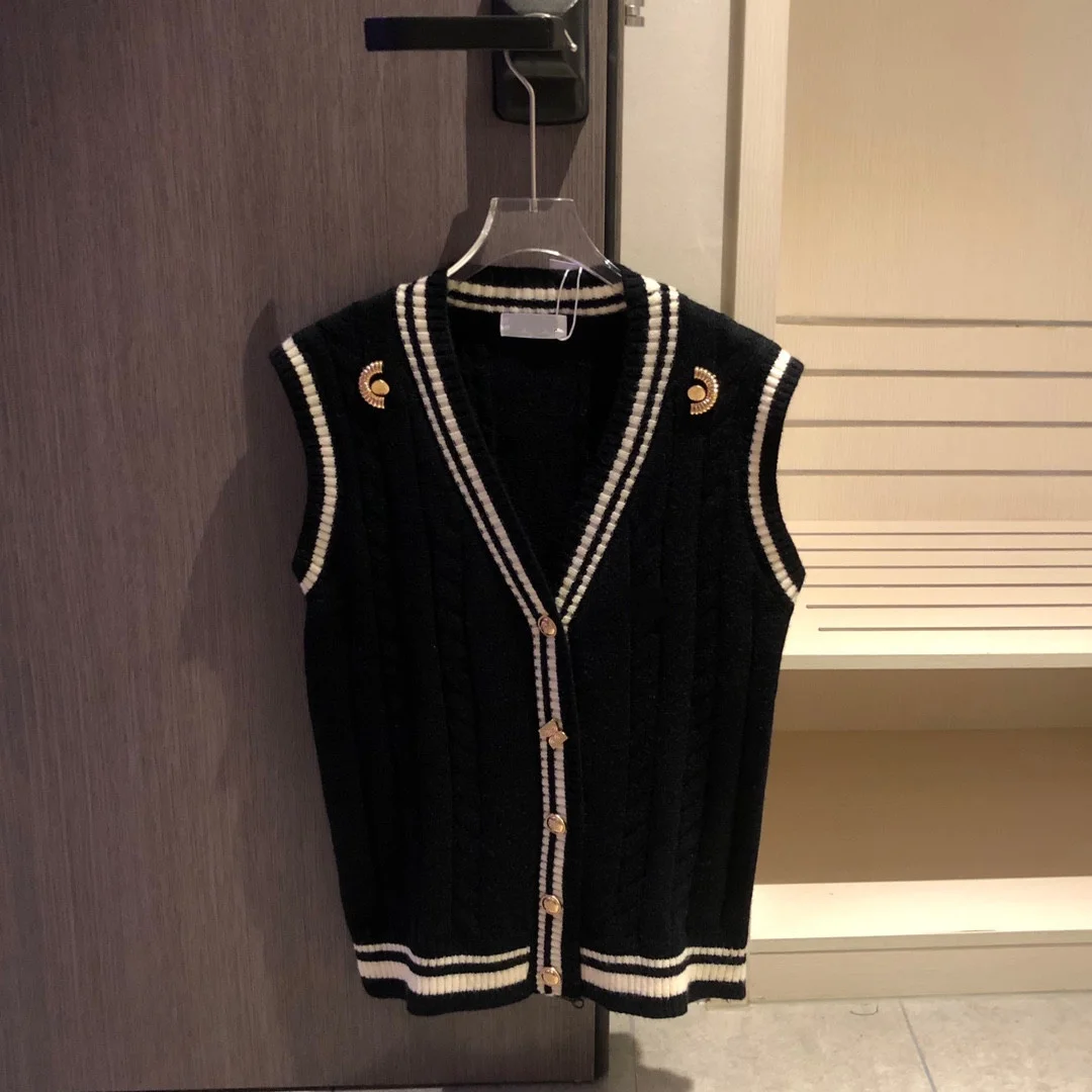 

Осенне-зимний свитер, жилет, Женская куртка без рукавов в английском стиле, свободная линия, v-образный вырез, YH174221080