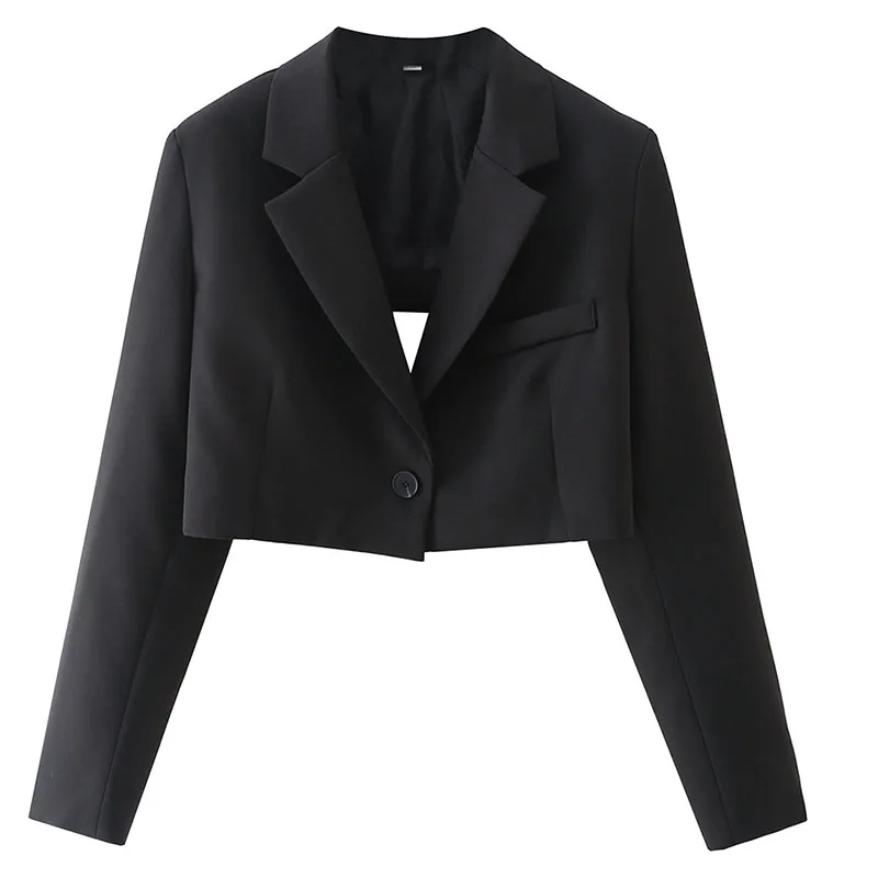 

Nice Women Summer Black Short Blazer Ladies' Backless Jacket Female Casual Clothing Fashion Streetwear