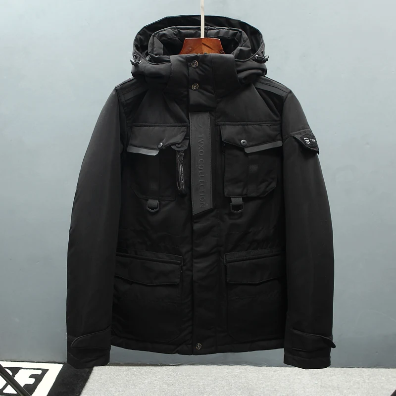 Мужская белая камуфляжная куртка на утином пуху водонепроницаемая парка с