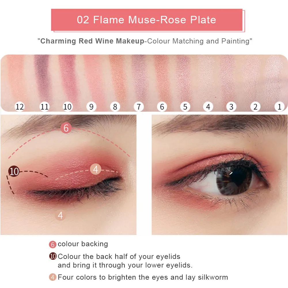 New Flame Mousse 12 Colors Eyeshadow Palette Matte Pearlescent Warm Orange Light Eye Shadow Kit Cosmetics |