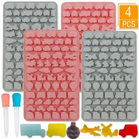 gummy candy molds 4 pack vehicles and airplane chocolate molds with 2 droppers party novelty gift for kids